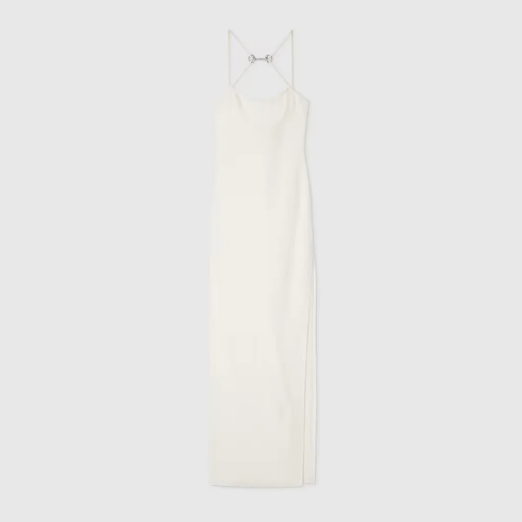 Long Silk Dress With Crystal Horsebit