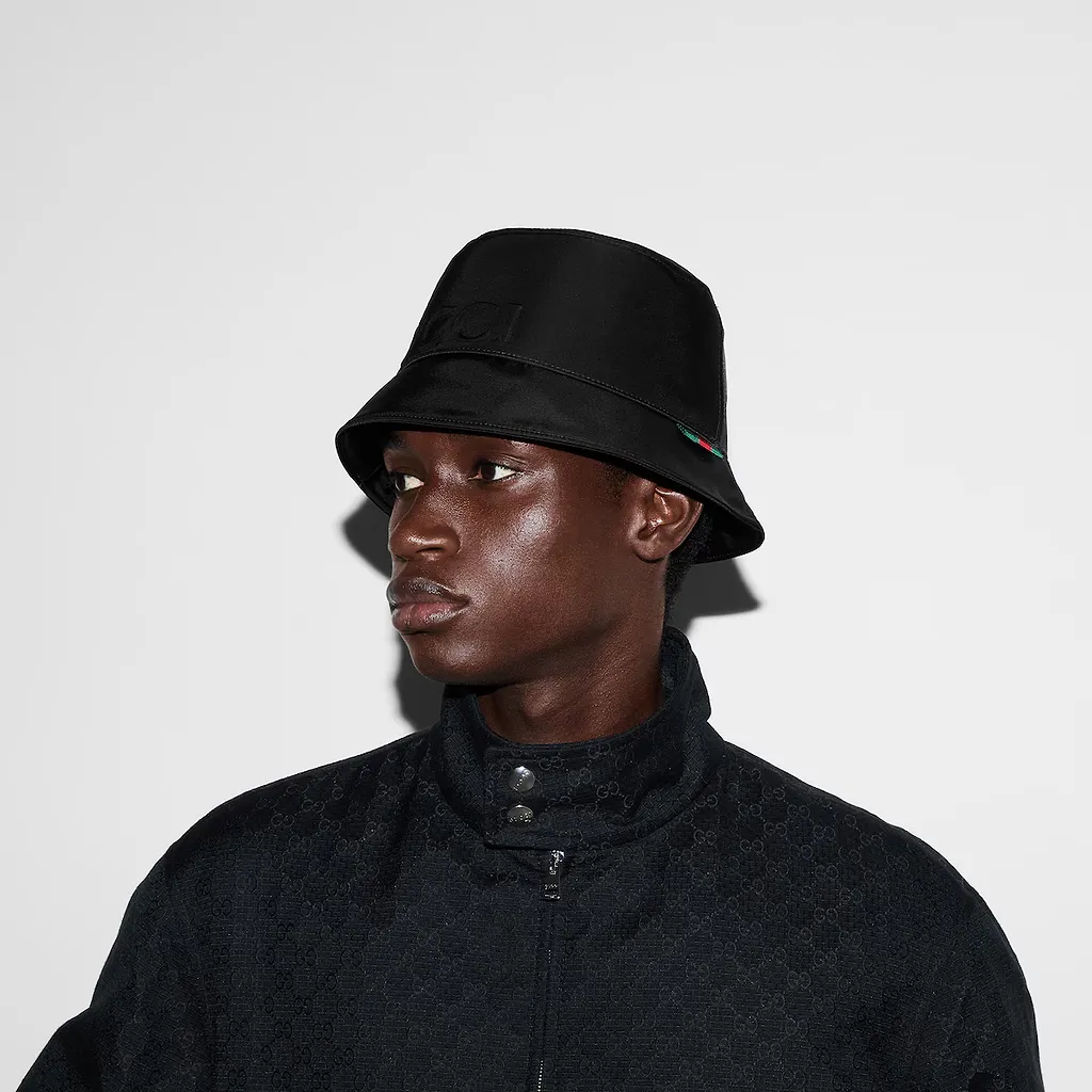 Nylon Bucket Hat With Gucci Logo