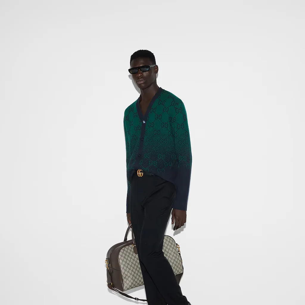 Gg Degradé Wool Jacquard Cardigan