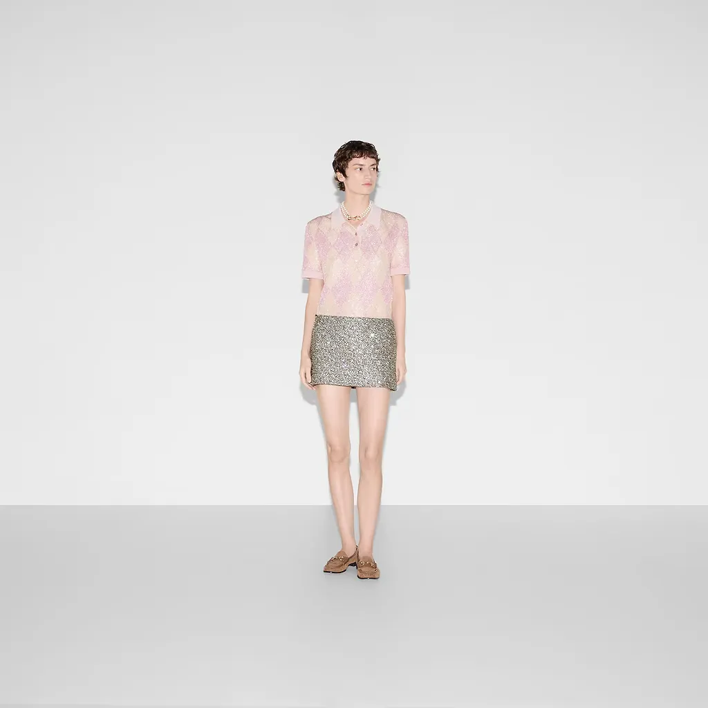 Embroidered Gg Wool Tweed Mini Skirt