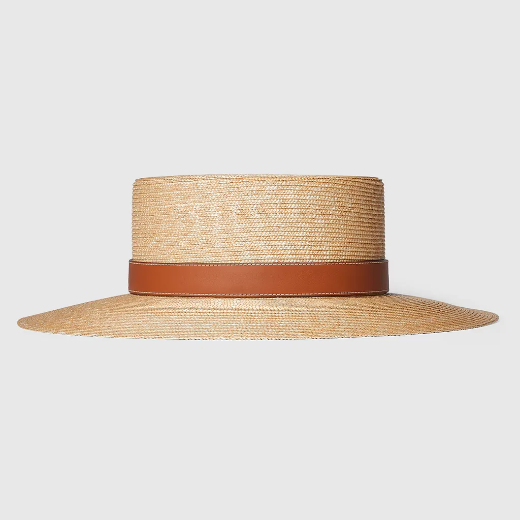 Straw Hat With Leather Detail