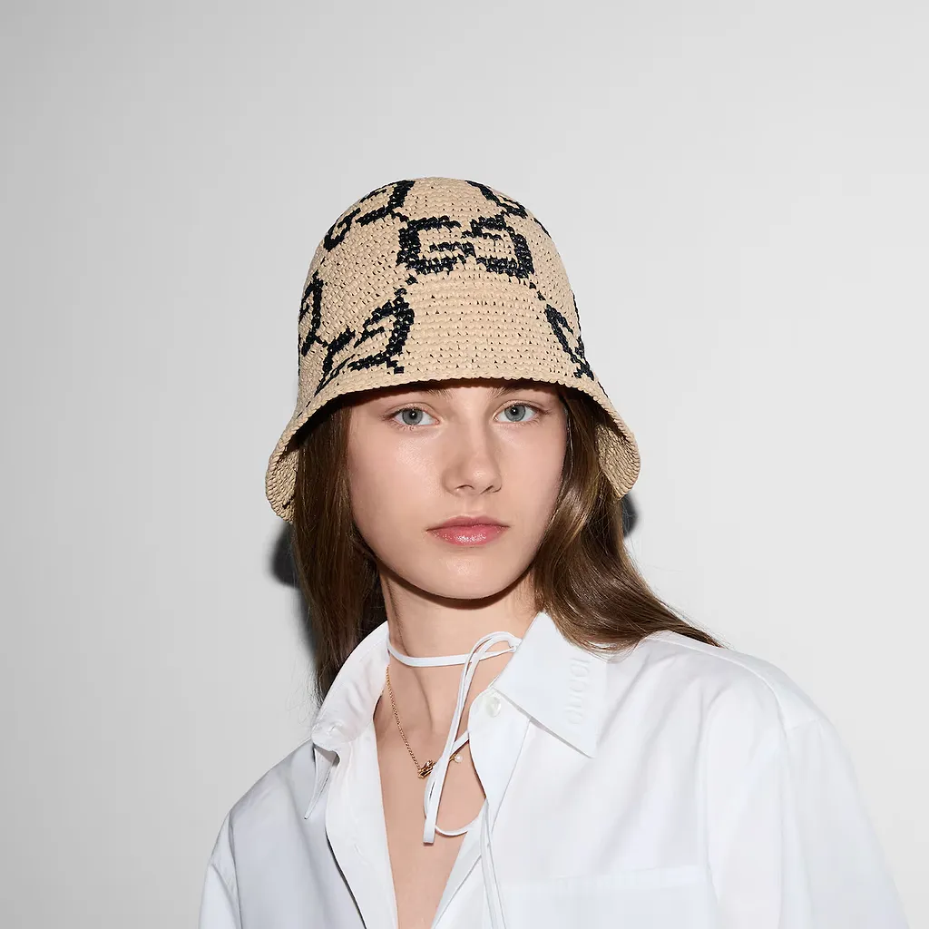 Gg Straw Cloche Hat