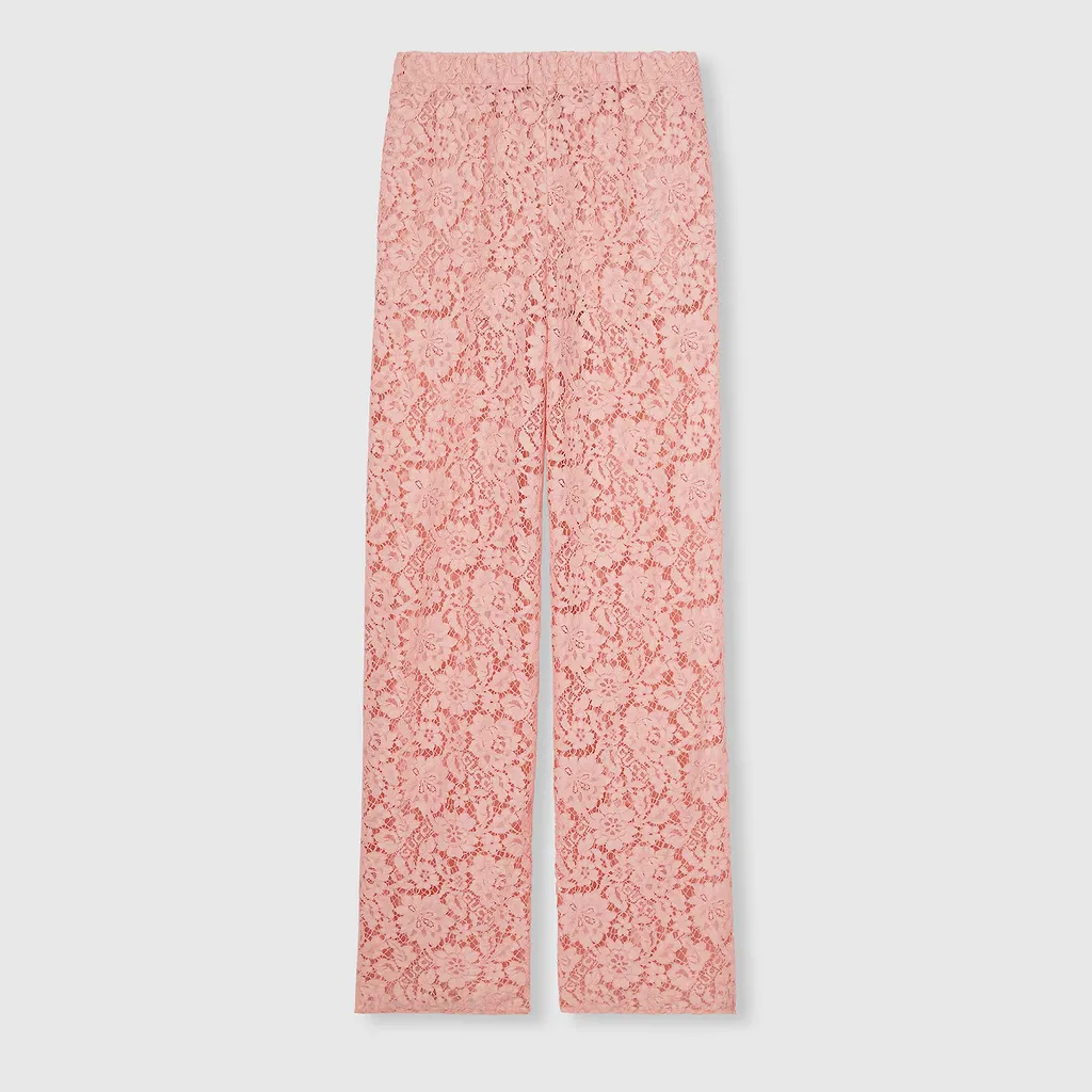 Floral Lace Trousers With Gucci Script
