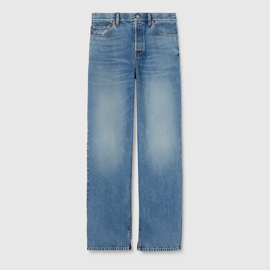 Denim Pant With Gucci Label