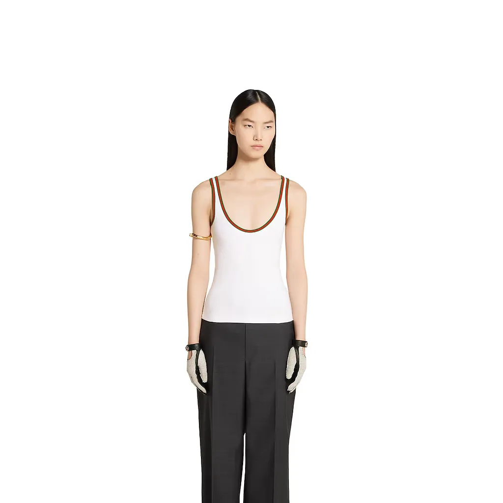 Cotton Rib Tank Top With Web