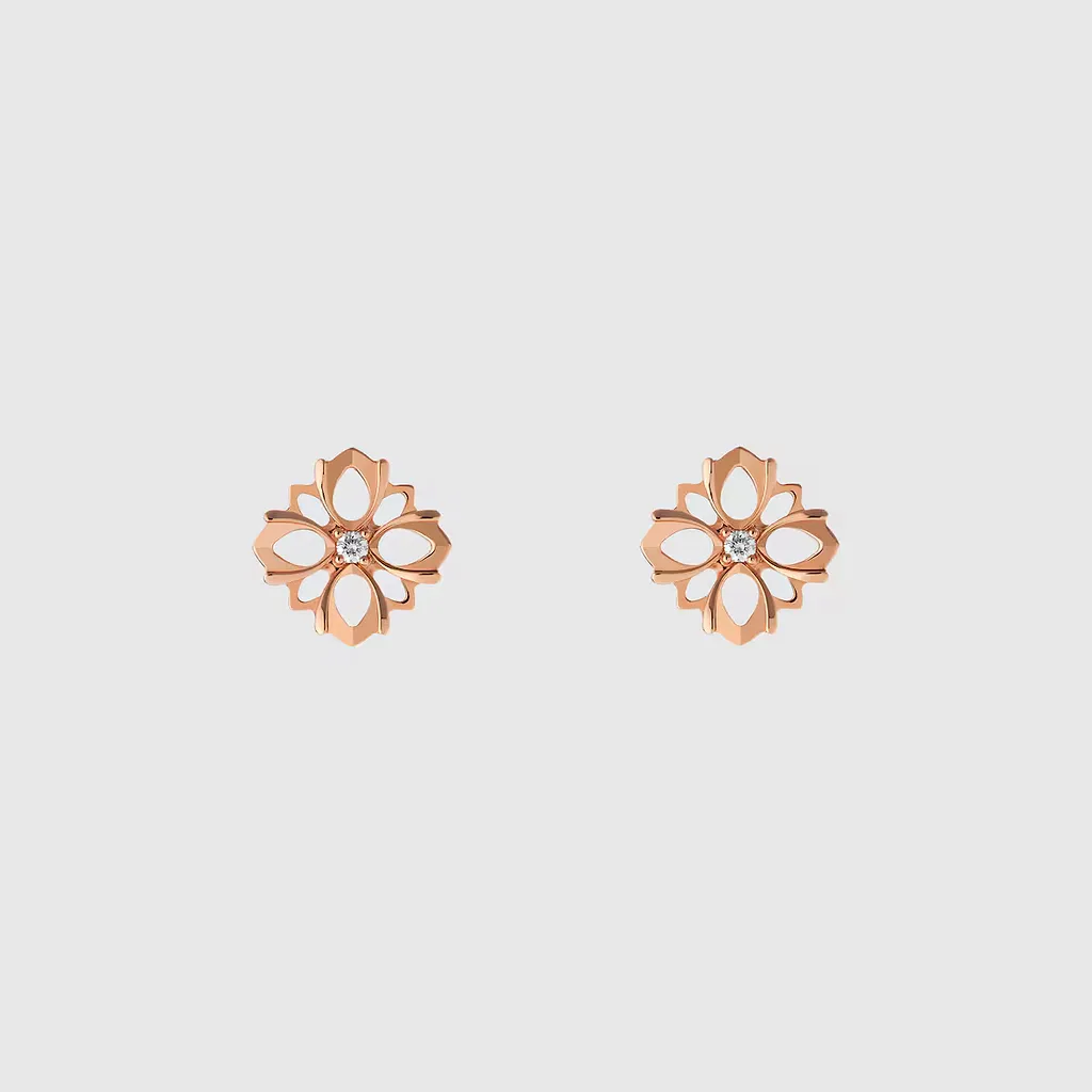 Gucci Flora 18K Diamond Stud Earrings
