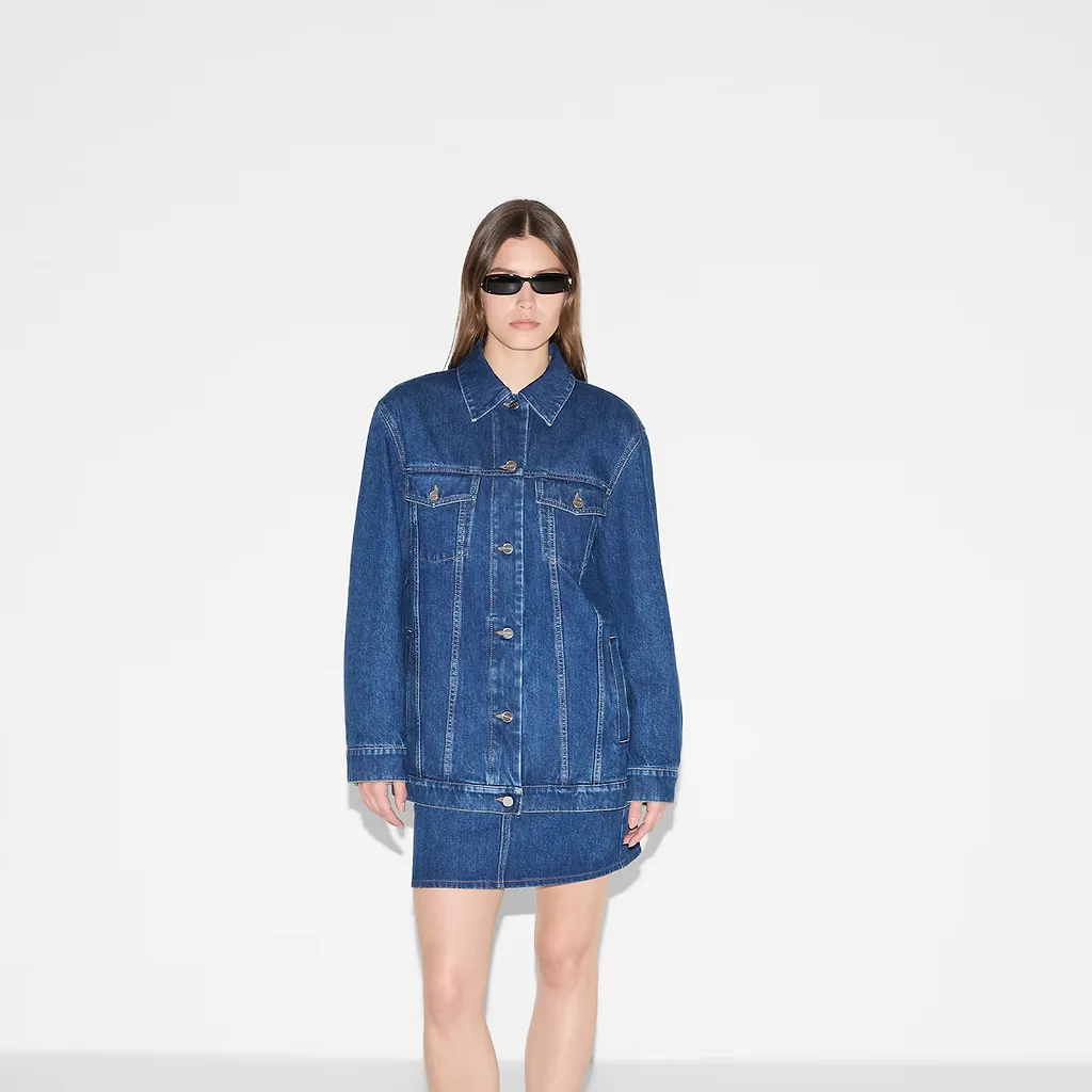 Denim Jacket With Gucci Print