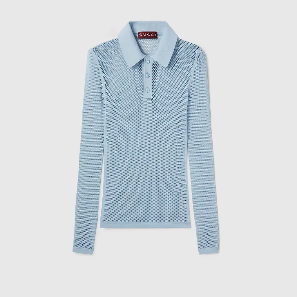 Embossed Technical Mesh Polo Top