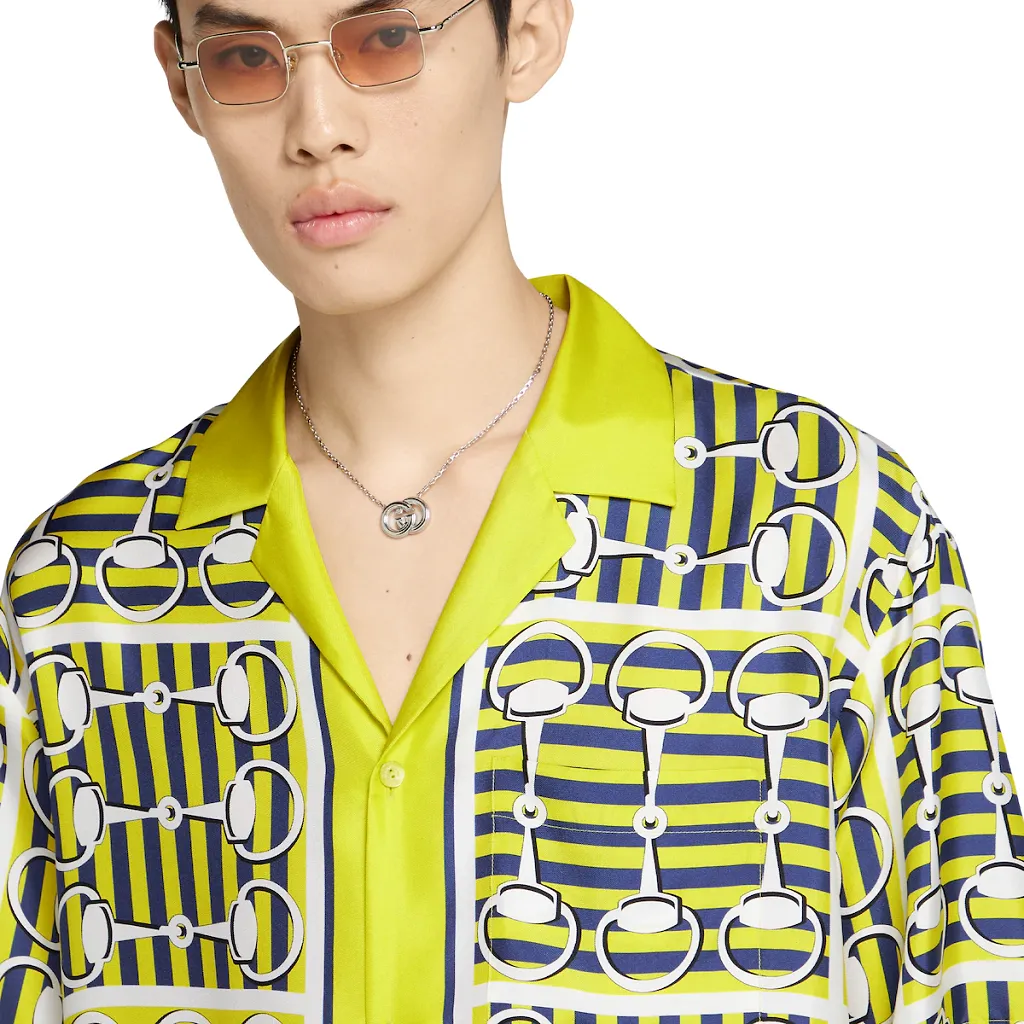 Printed Silk Twill Bowling Shirt