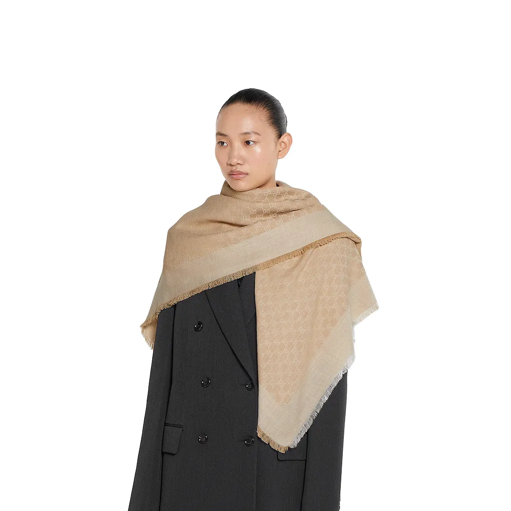 Gg Denim-Effect Shawl