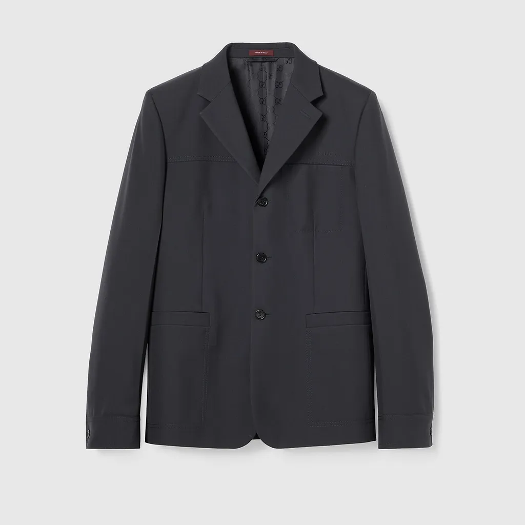 Single-Breasted Wool Twill Jacket