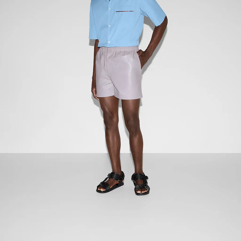 Embossed Soft Nappa Leather Shorts