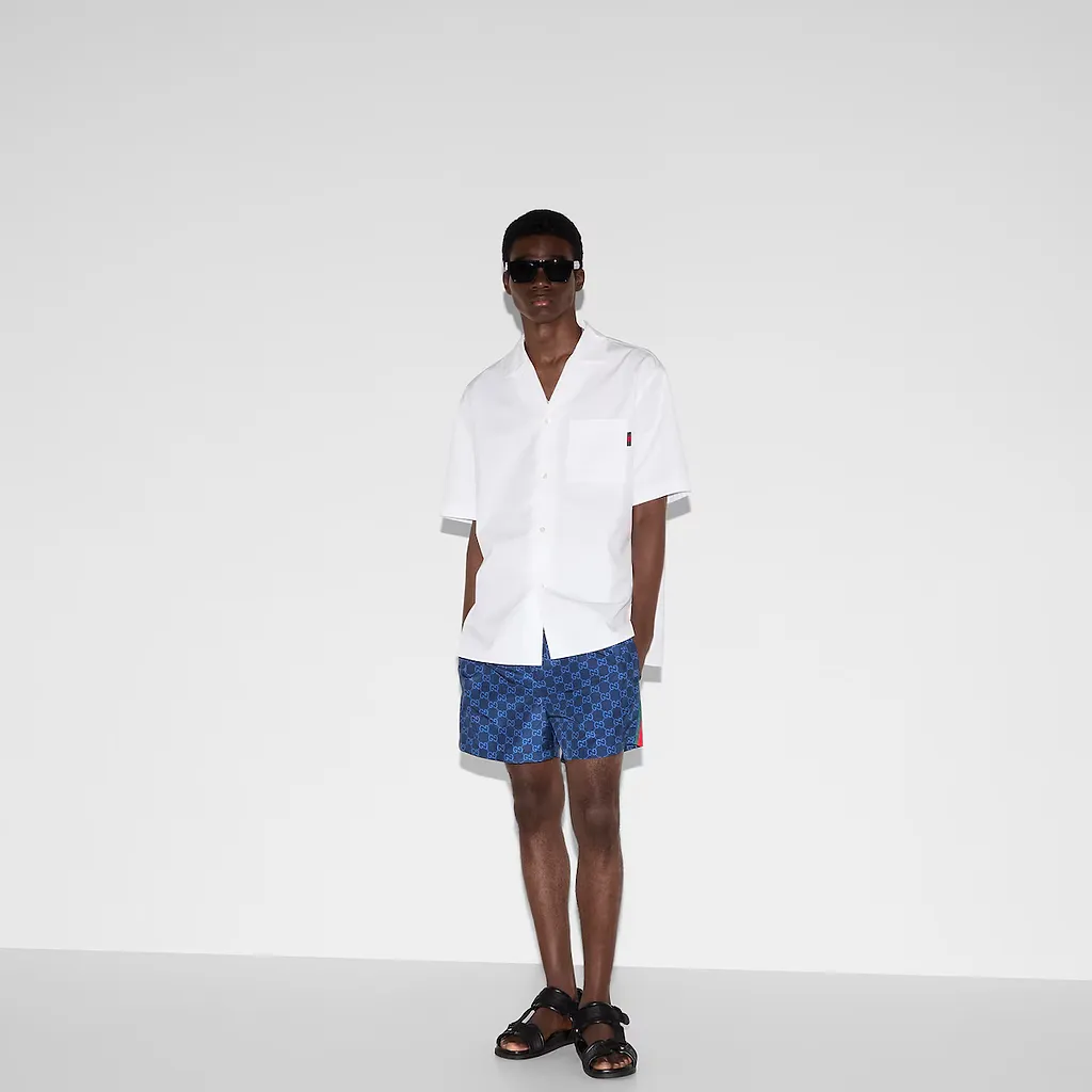 Printed Poplin Tech Swim Shorts