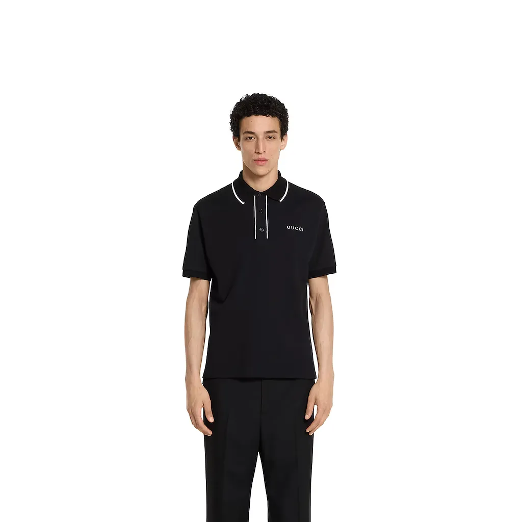 Cotton Piquet Polo Shirt With Embroidery