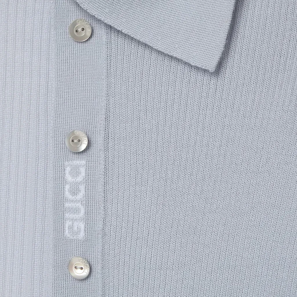 Cashmere And Silk Polo Top With Web