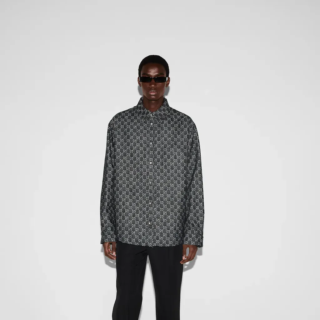 Reversible Wool And Gg Denim Shirt