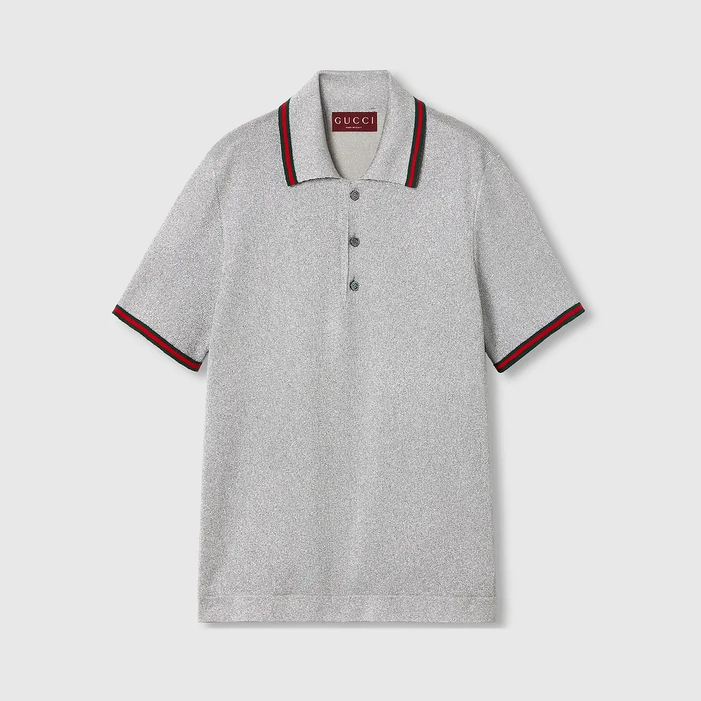 Lamé Knit Polo Shirt