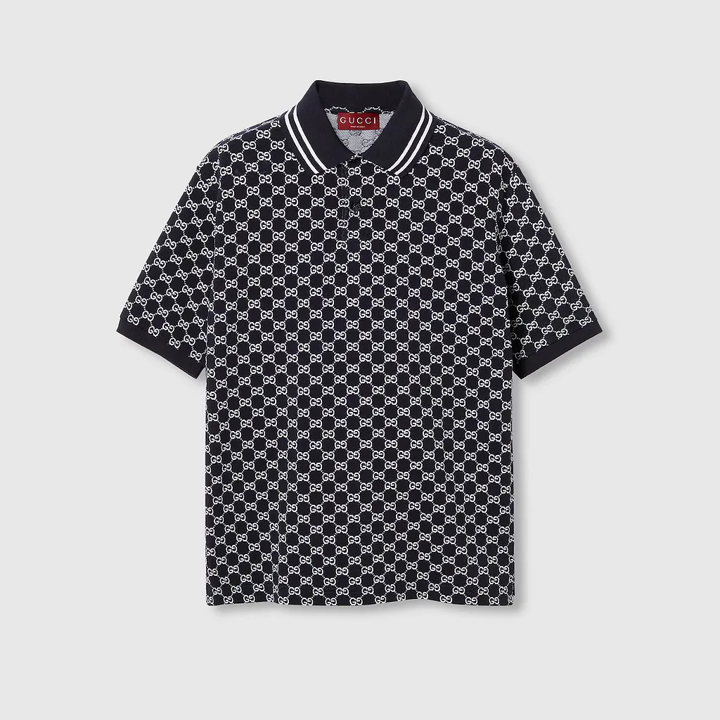 Gg Cotton Piquet Jacquard Polo Shirt