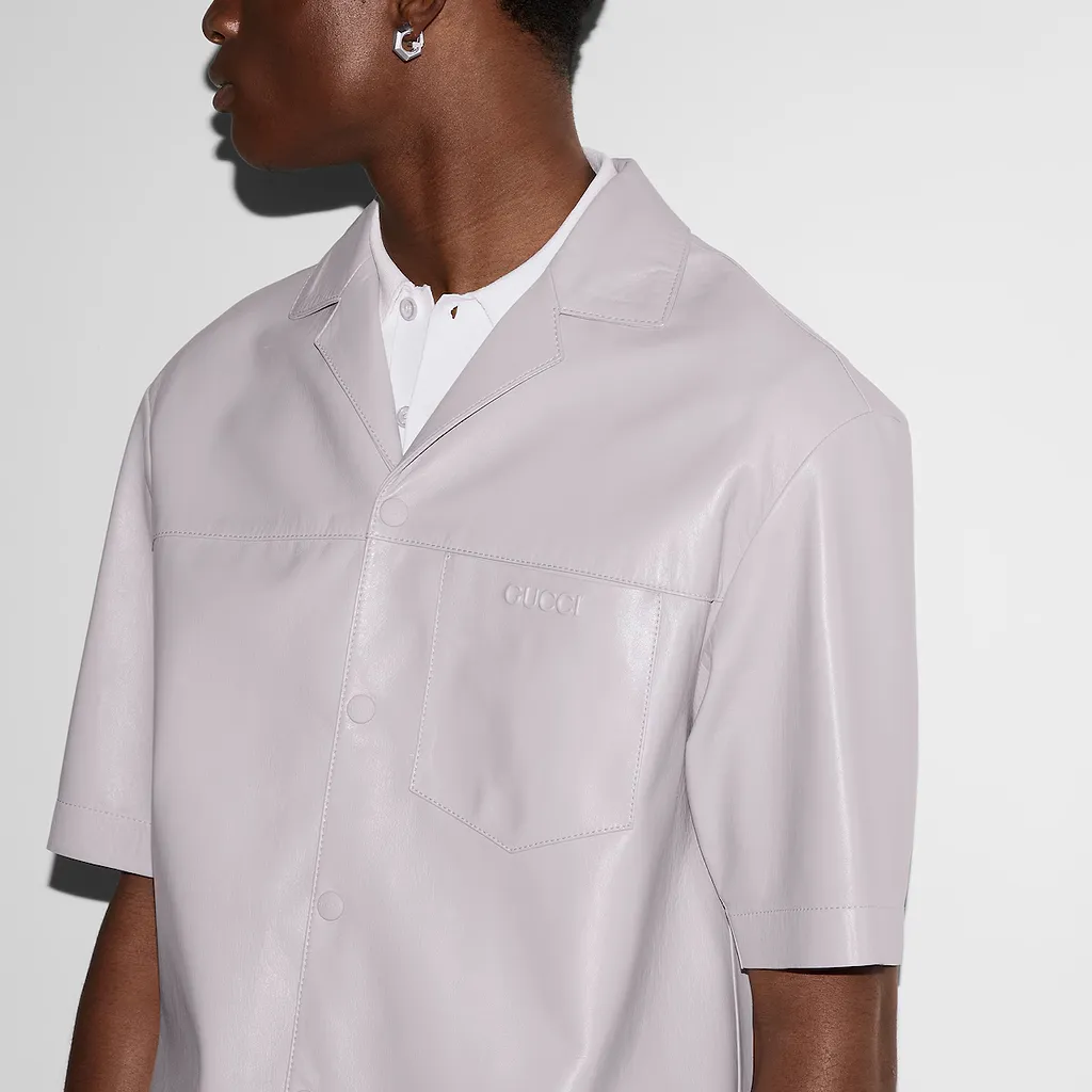 Embossed Soft Nappa Leather Shirt