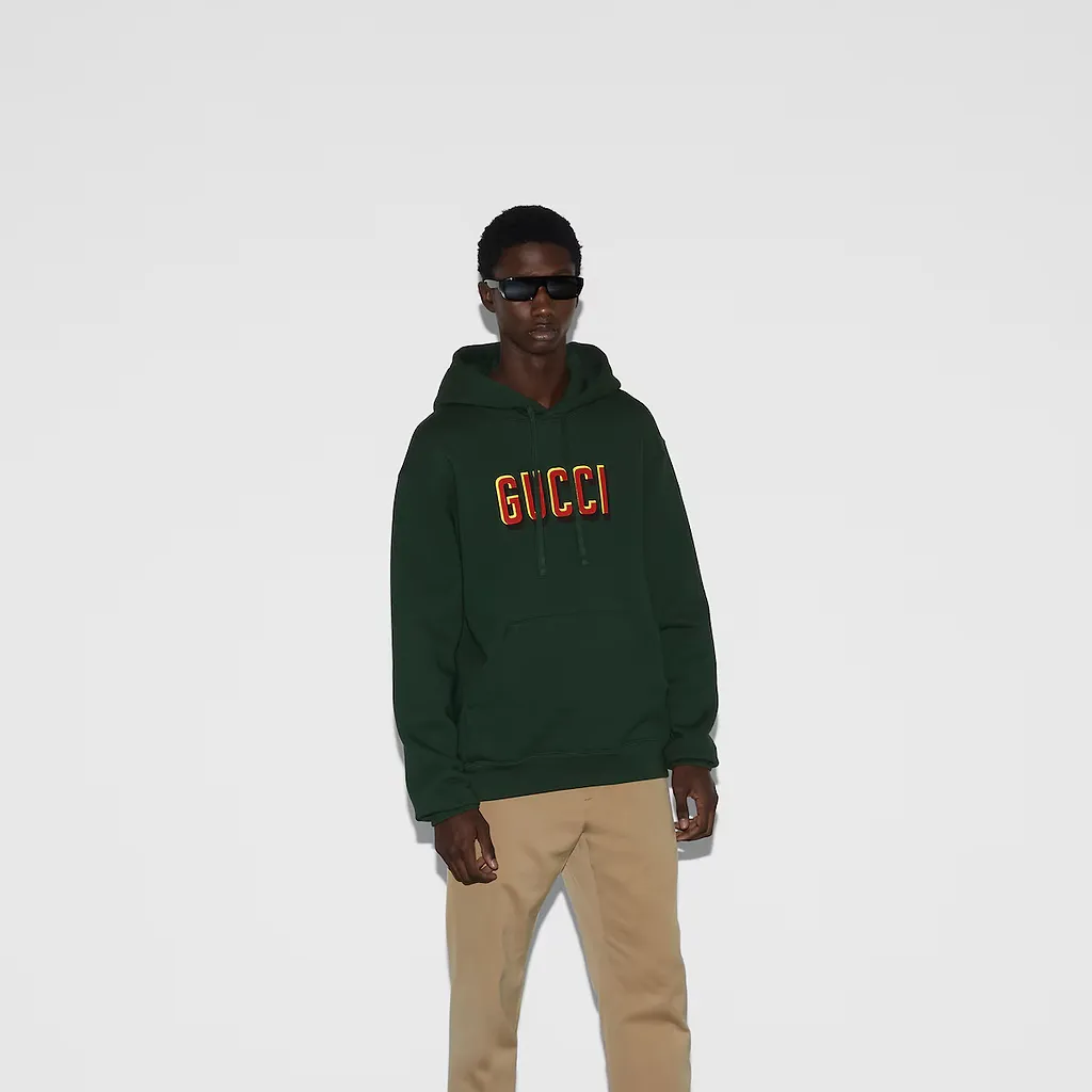 Printed Cotton Jersey Hooded Sweatshirt