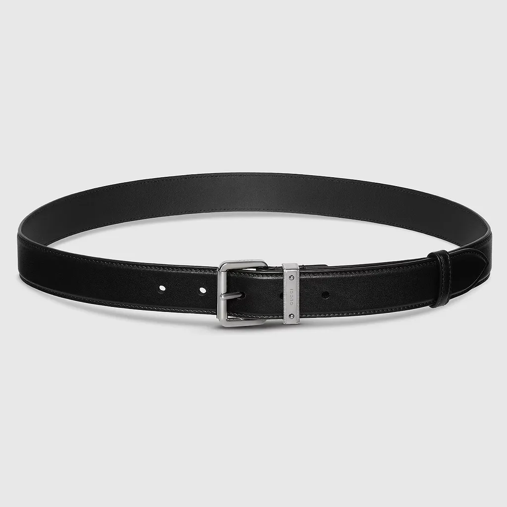 Gg Emblem Belt With Square Buckle