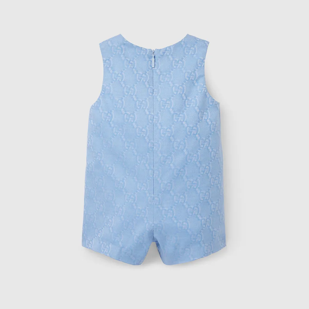Baby Cotton Dungaree With Gg Shadow