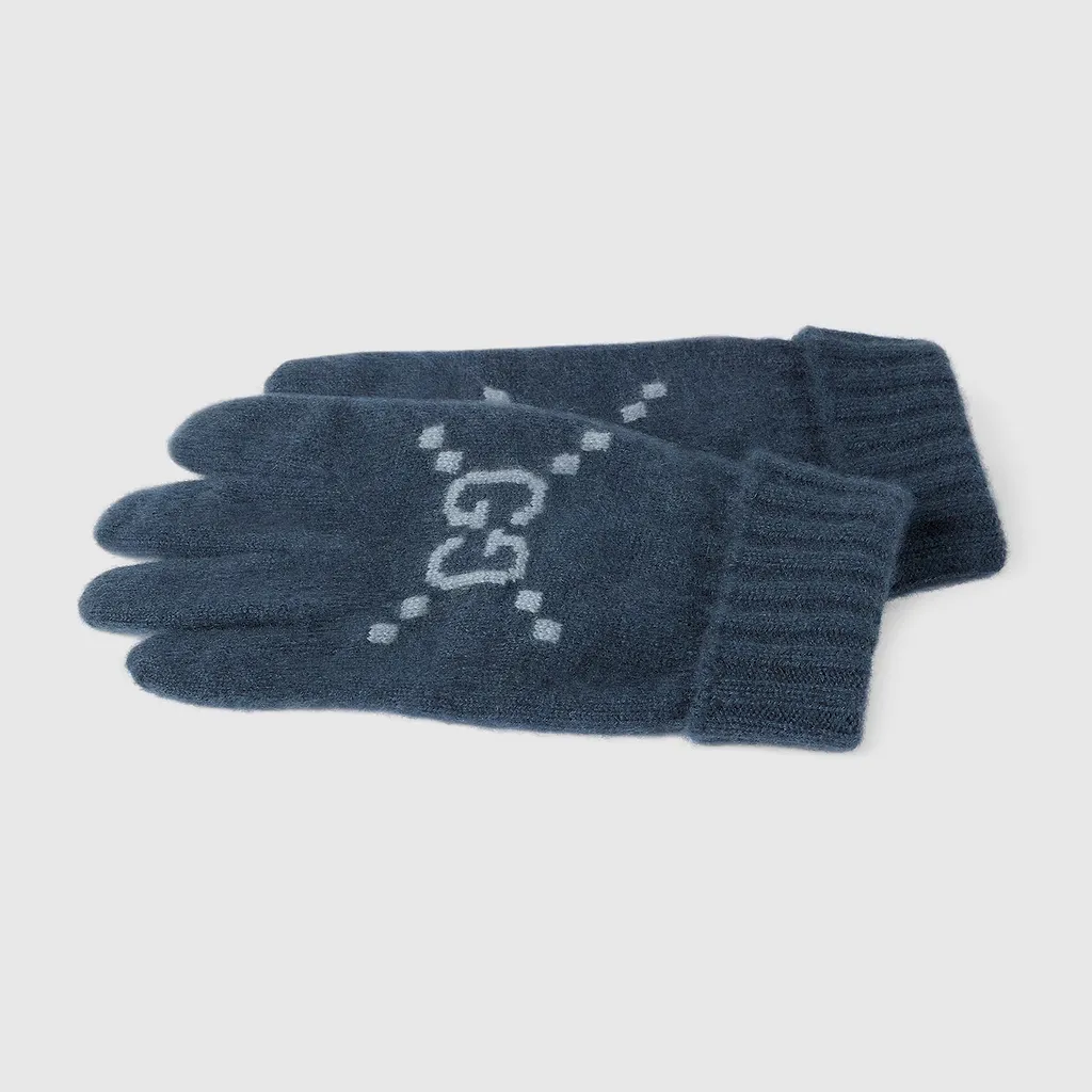 Gg Cashmere Jacquard Gloves