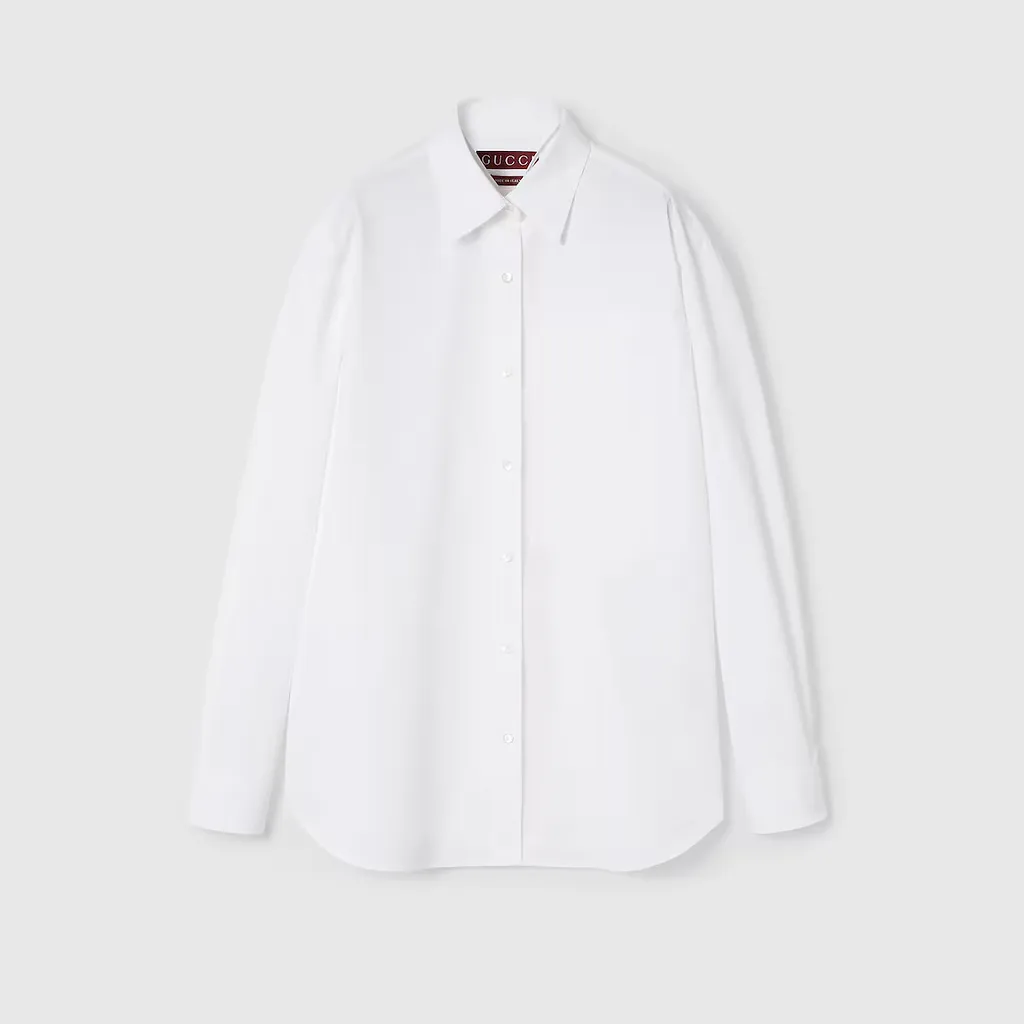 Cotton Poplin Shirt With Gucci Logo