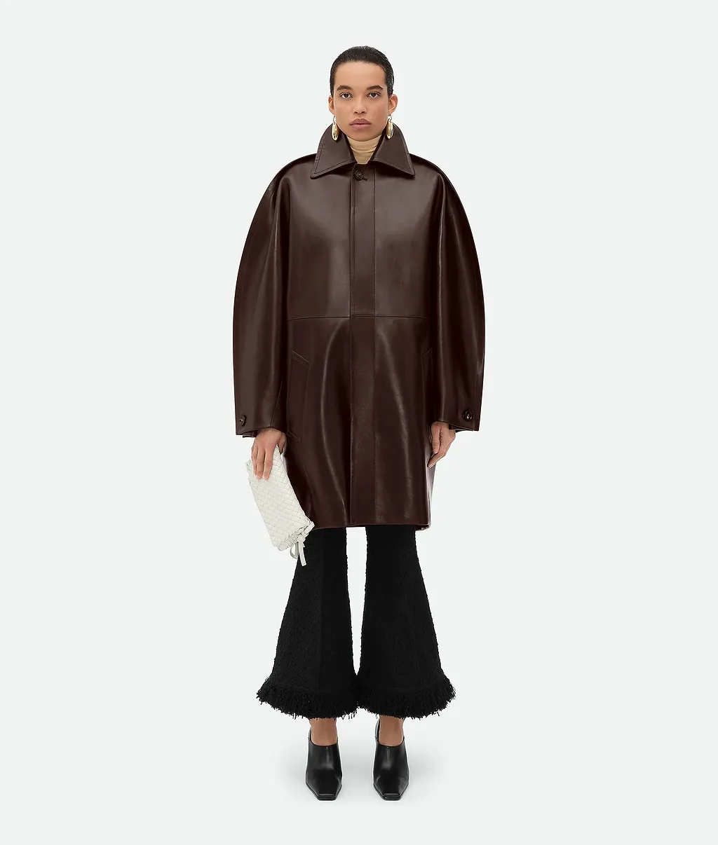 Leather Cocoon Coat