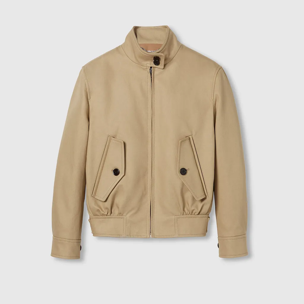 Embossed Cotton Drill Bomber Jacket