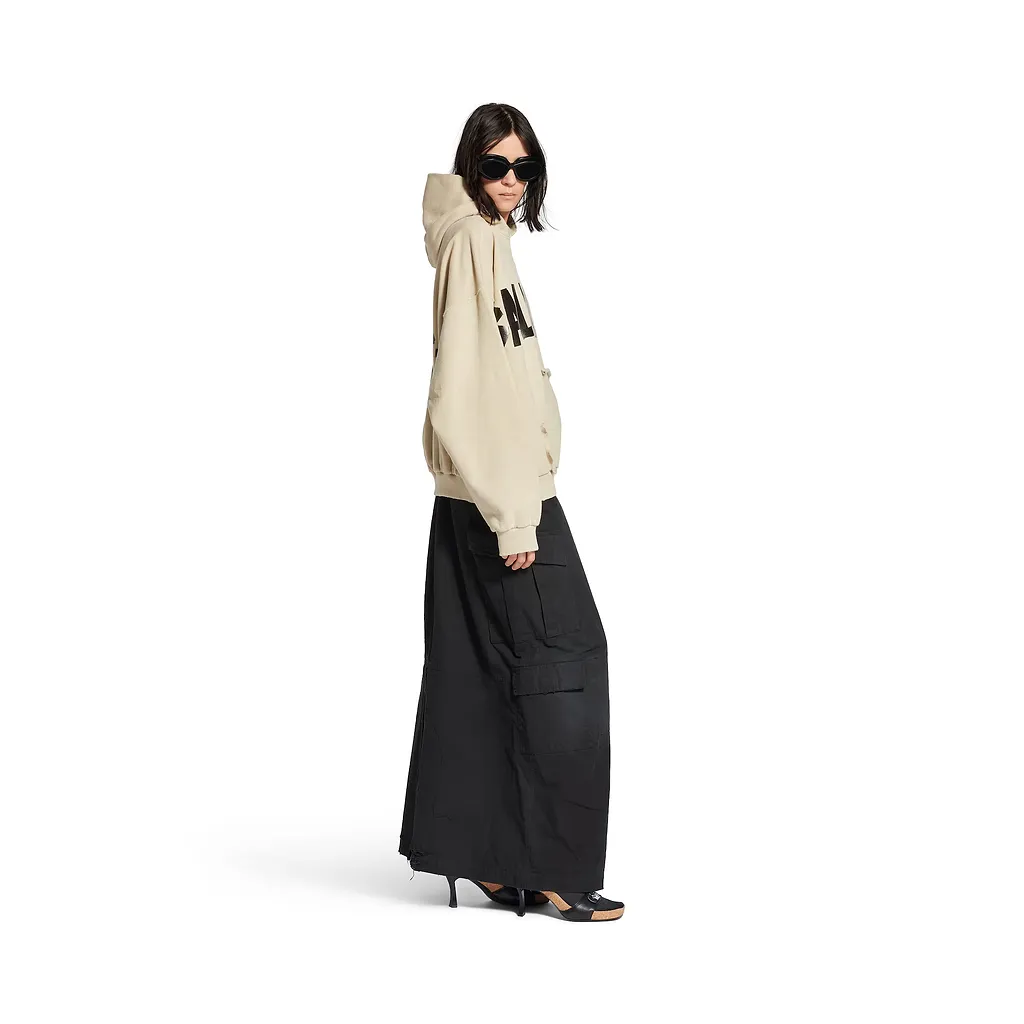 Tape Type Ripped Pocket Hoodie