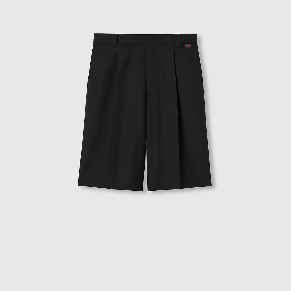 Wool Blend Twill Short With Web