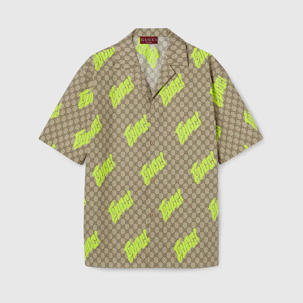 Printed Cotton Poplin Bowling Shirt
