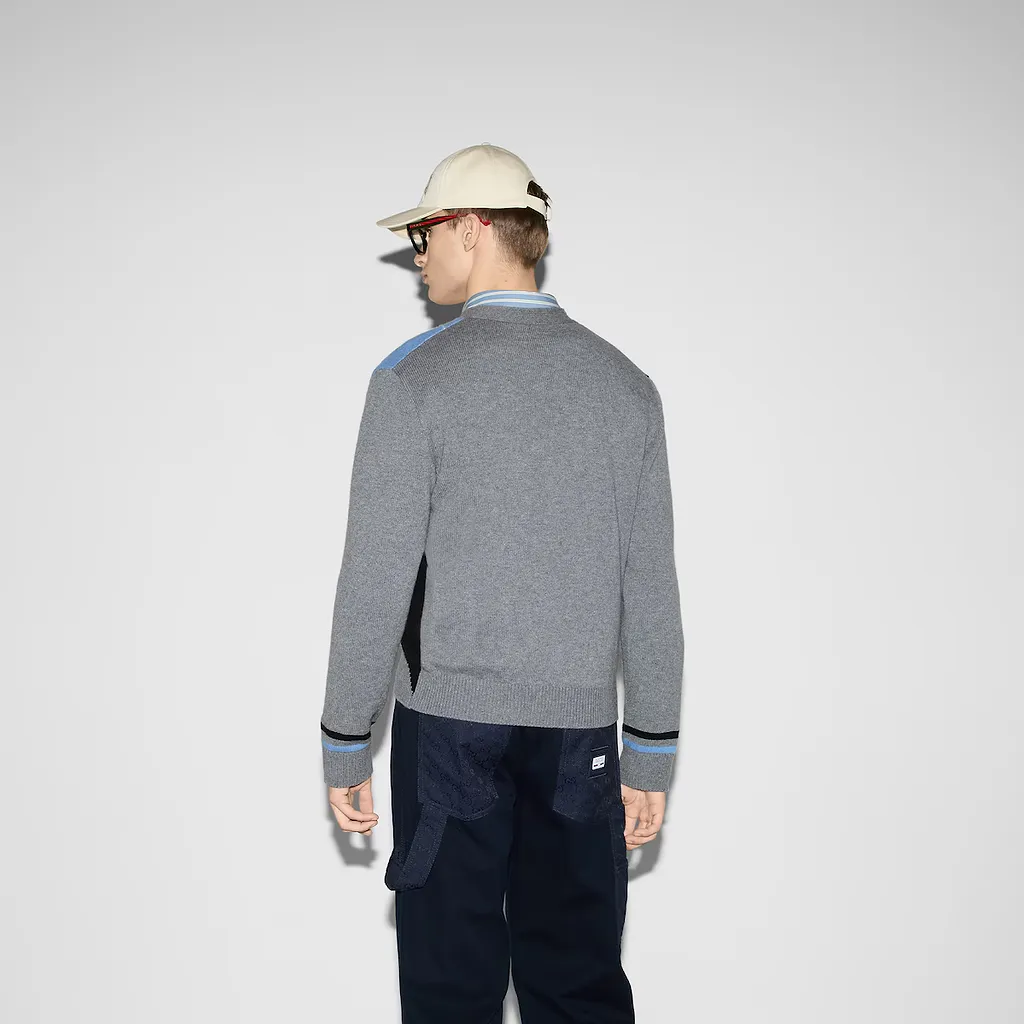Wool Cashmere Argyle Knit Cardigan