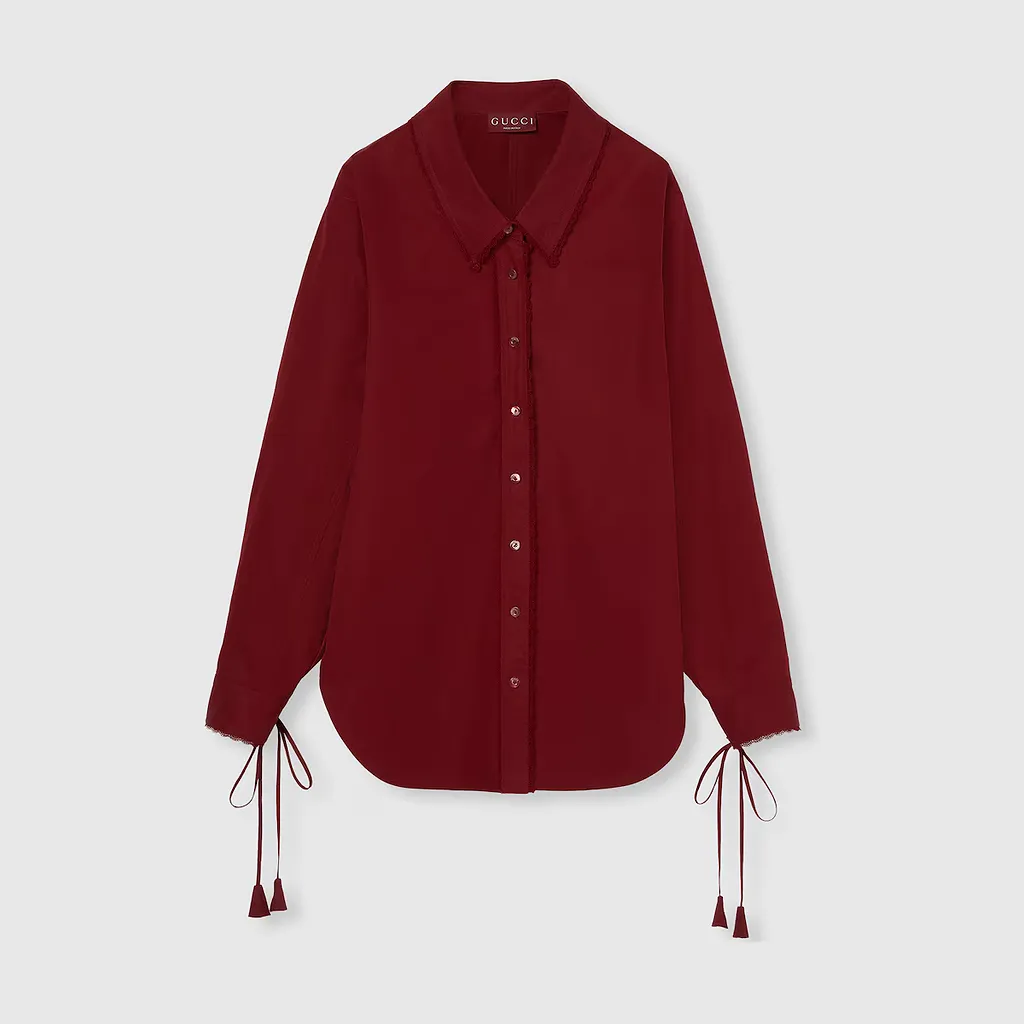Cotton Poplin Shirt With Tie