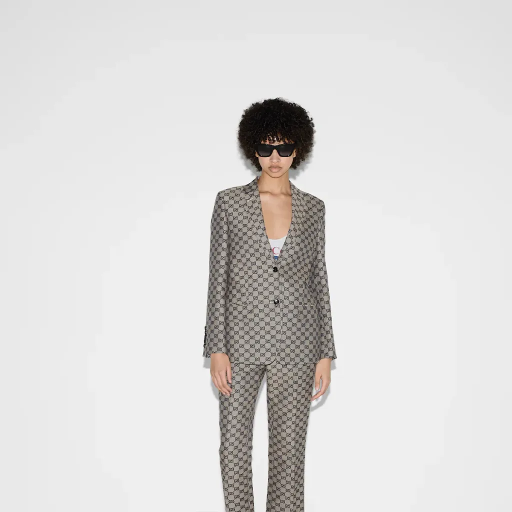 Gg Linen Blend Canvas Jacket