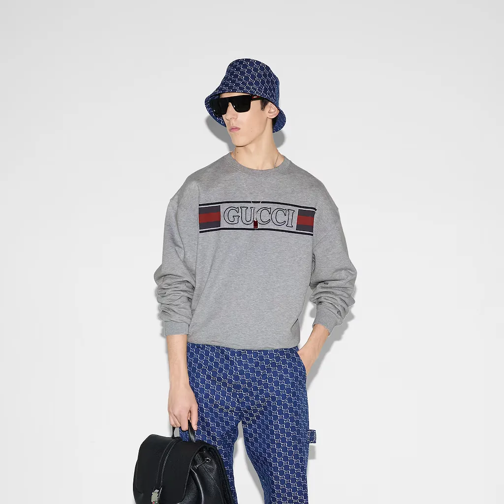 Cotton Jersey Sweatshirt With Embroidery