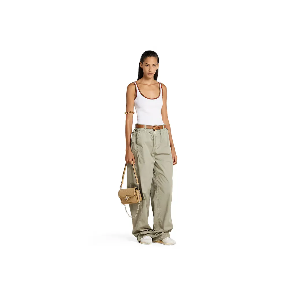 Cotton Twill Pants With Tie Sides