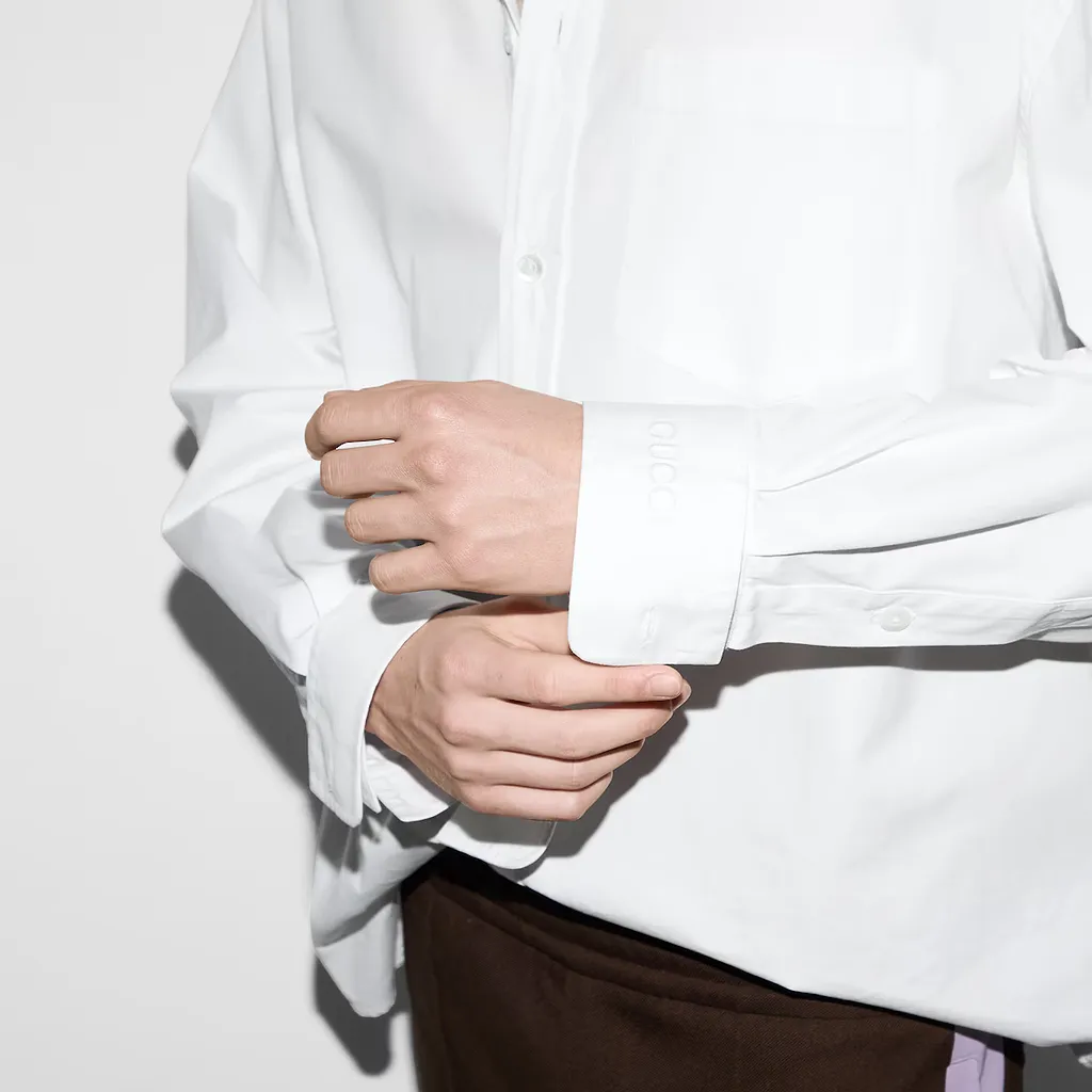 Cotton Poplin Shirt With Gucci Detail