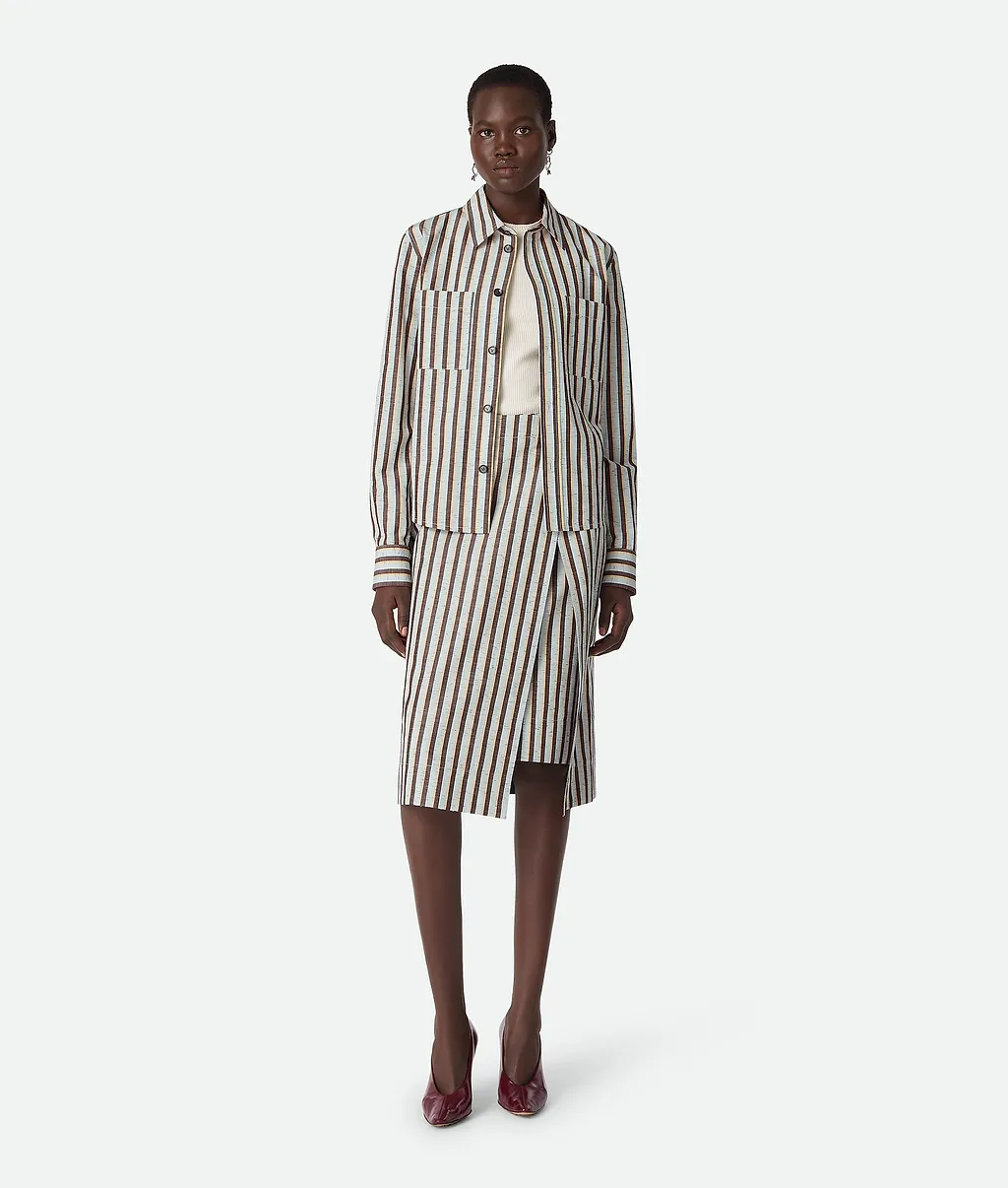 Cotton And Linen Stripe Skirt