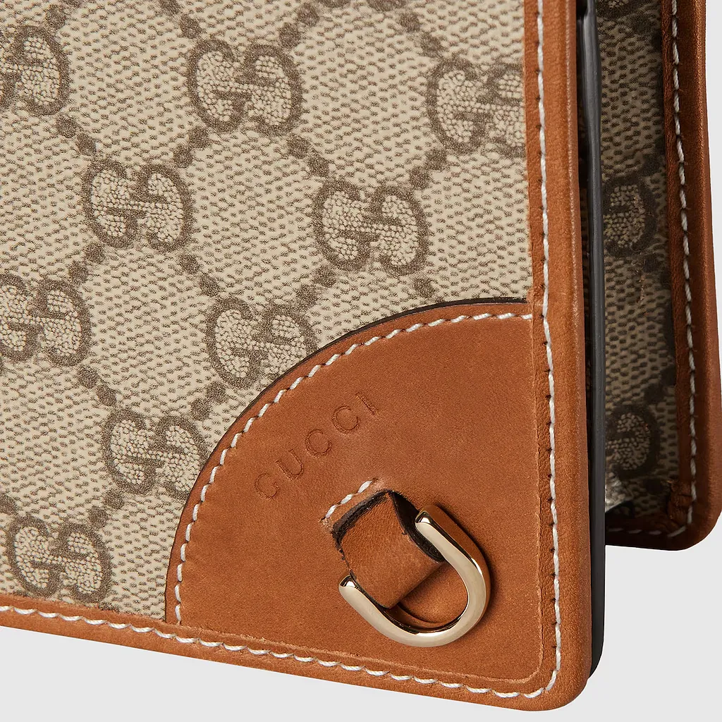 Gg Emblem Wallet With Leather Strap