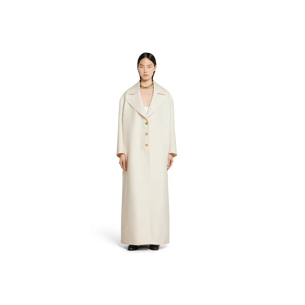 Gg Silk Wool CrÊPe Single-Breasted Coat