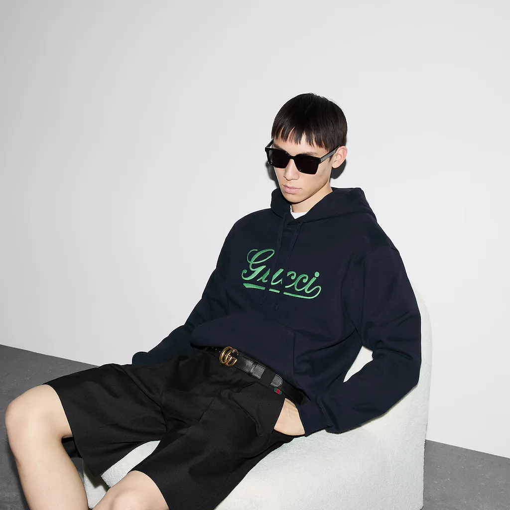 Embroidered Cotton Jersey Hooded Sweatshirt