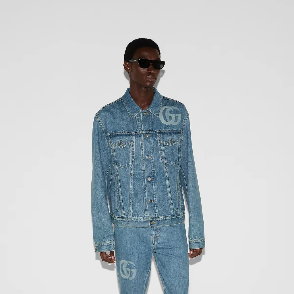 Lasered Double G Denim Jacket