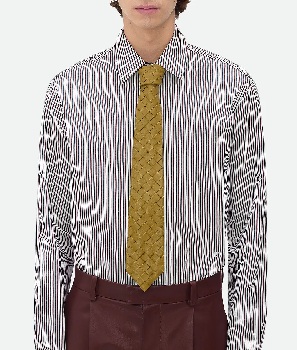 Intrecciato Leather Tie