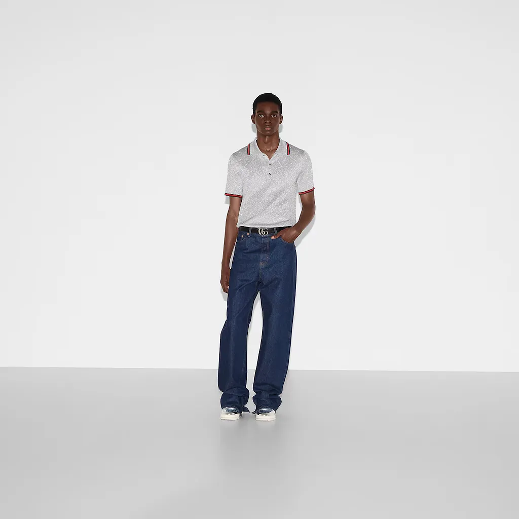 Lamé Knit Polo Shirt