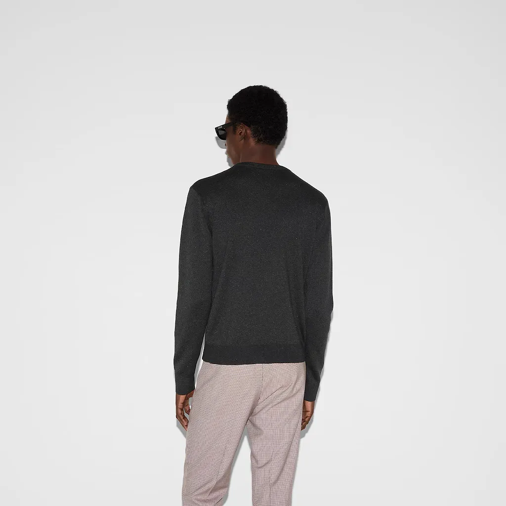 Silk Cotton Jumper With Intarsia