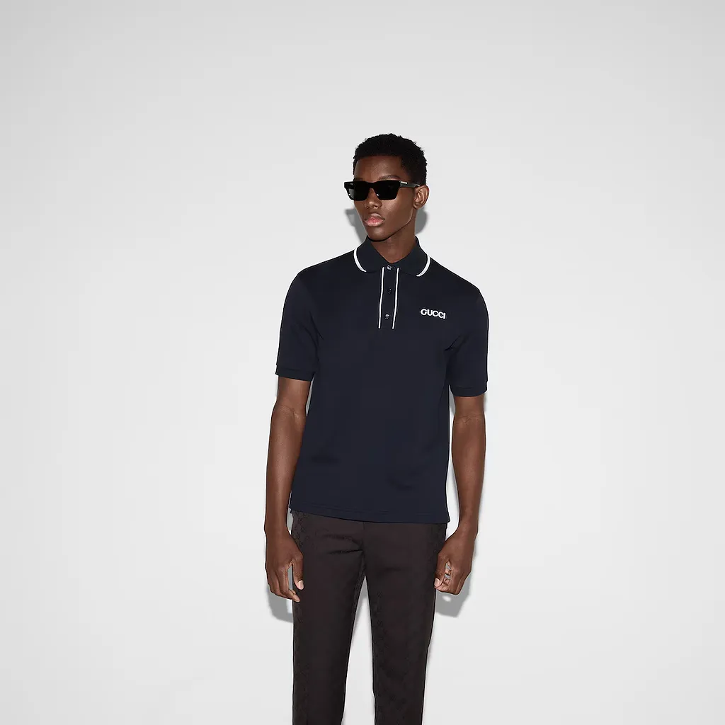 Embroidered Cotton Piquet Polo Shirt