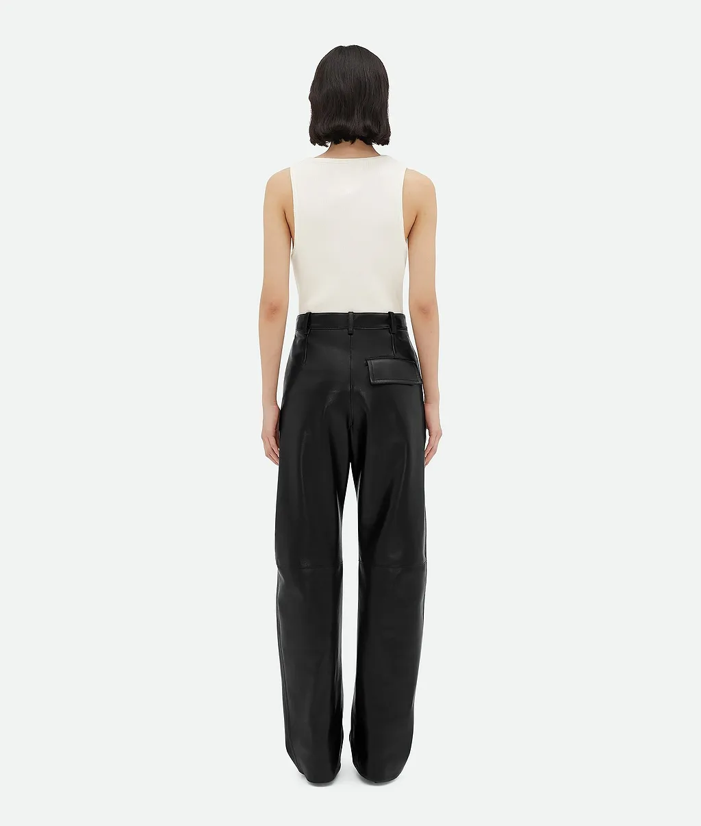 Leather Rounded Leg Trousers
