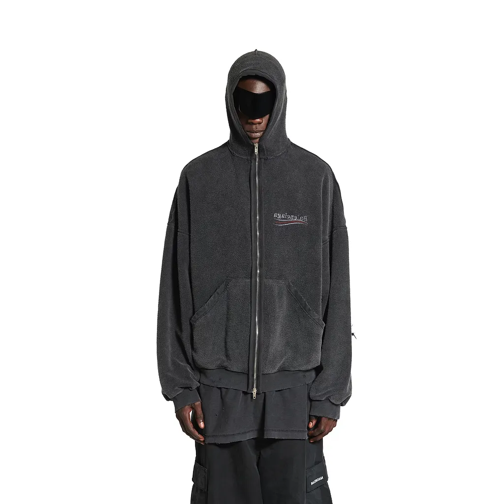 Political Campaign Inside-Out Zip-Up Hoodie Large Fit